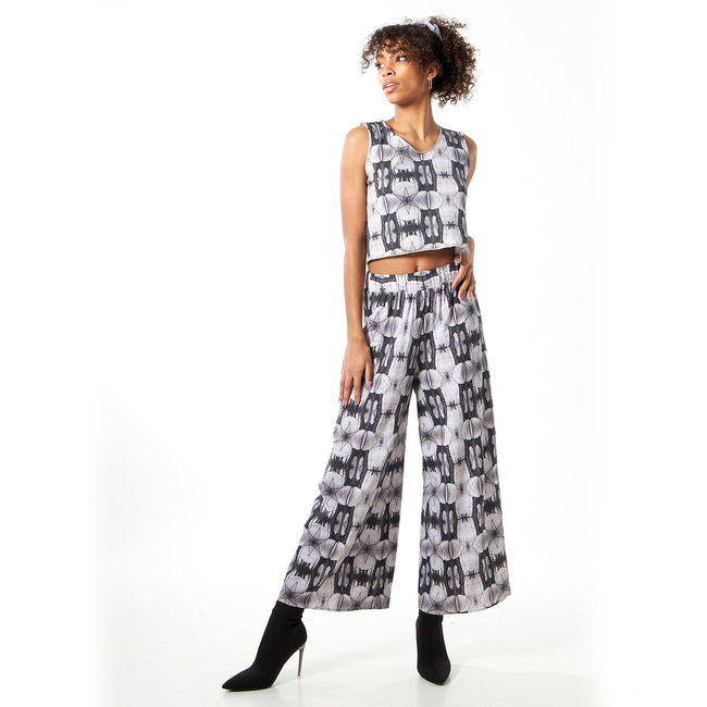 Babs Sleeveless Stretchy Crop Top - Brooklyn Bridge Print-gallery-45252347461928