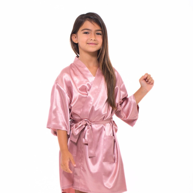 Pink Satin Kimono Kid's Robe-gallery-48146519228675