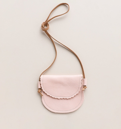 Leather Little Girl's Scalloped Purse  in Blush