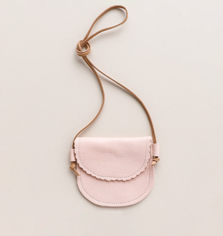 Leather Little Girl's Scalloped Purse  in Blush