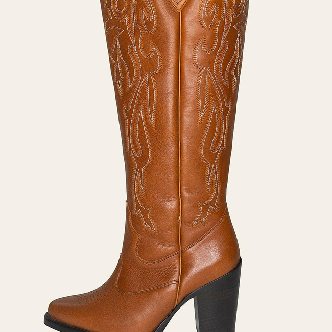 Savannah Brown Wide Calf Boots-gallery-38281987293408