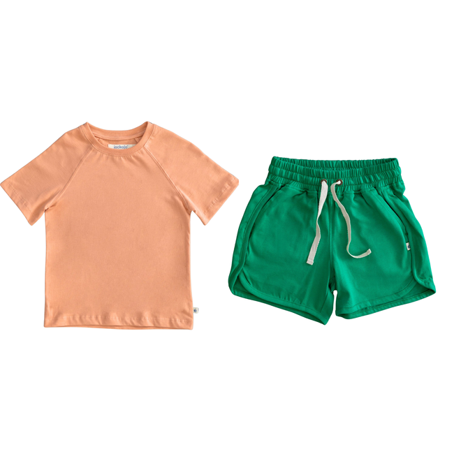 Frankie T-shirt & Ollie Short Set in Sherbet & Parakeet-gallery-49261864780075