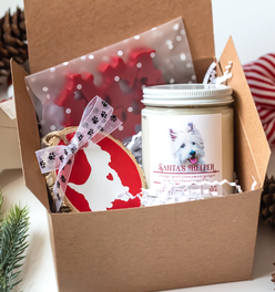 Westie Christmas Gift Bundle | Gift Bundle Santa's Helper Christmas Candle + West Highland White Ter