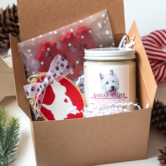 Westie Christmas Gift Bundle | Gift Bundle Santa's Helper Christmas Candle + West Highland White Ter