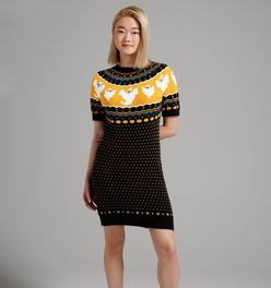 Jump Scare Short Sleeve Fair Isle Sweater Dress