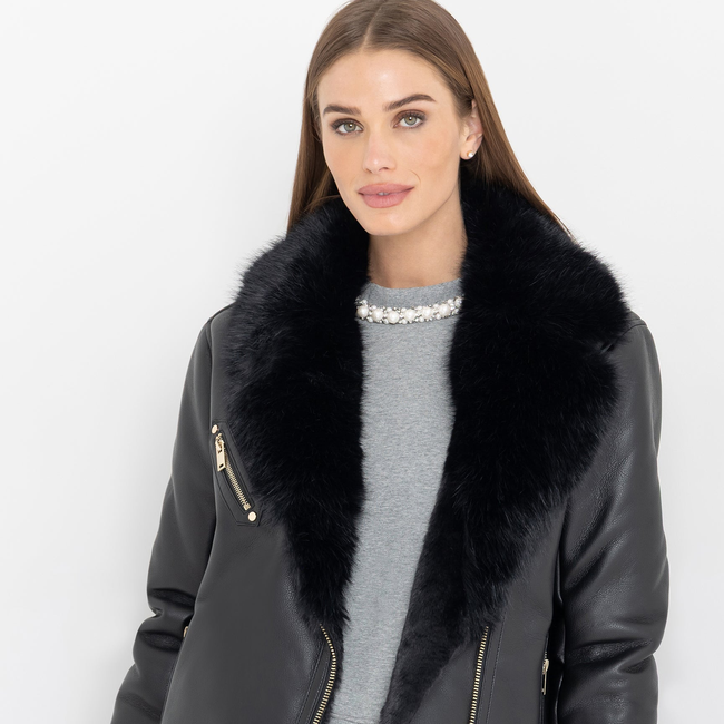 Walt Faux Fur Shearling Moto Jacket-gallery-44926693802234