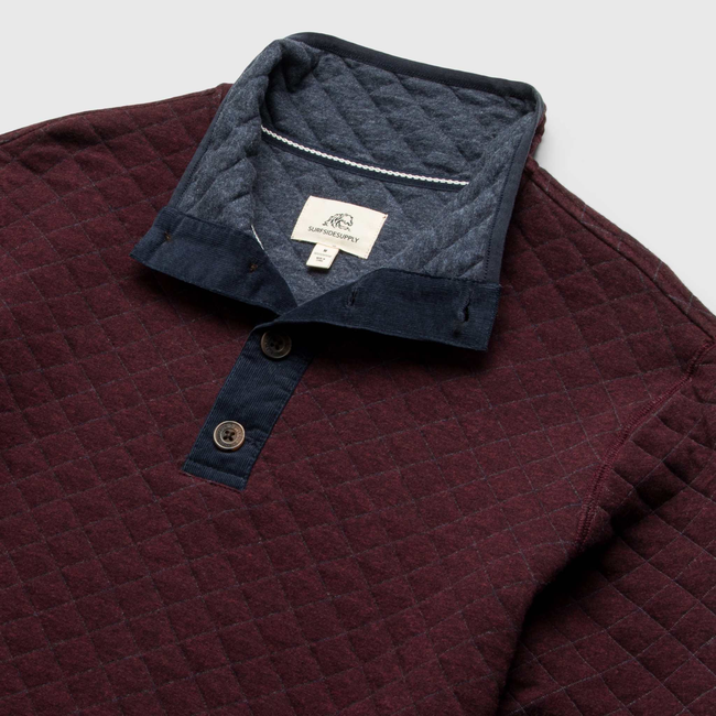 Ken Quilted Button Mock – Cabernet Heather-gallery-44025292620034