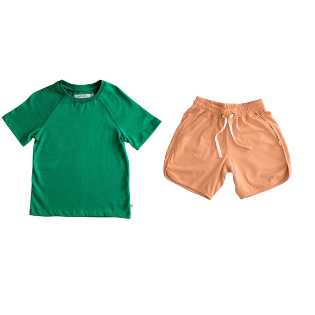 Frankie T-shirt & Ollie Short Set in Parakeet & Sherbet-gallery-49262282506539