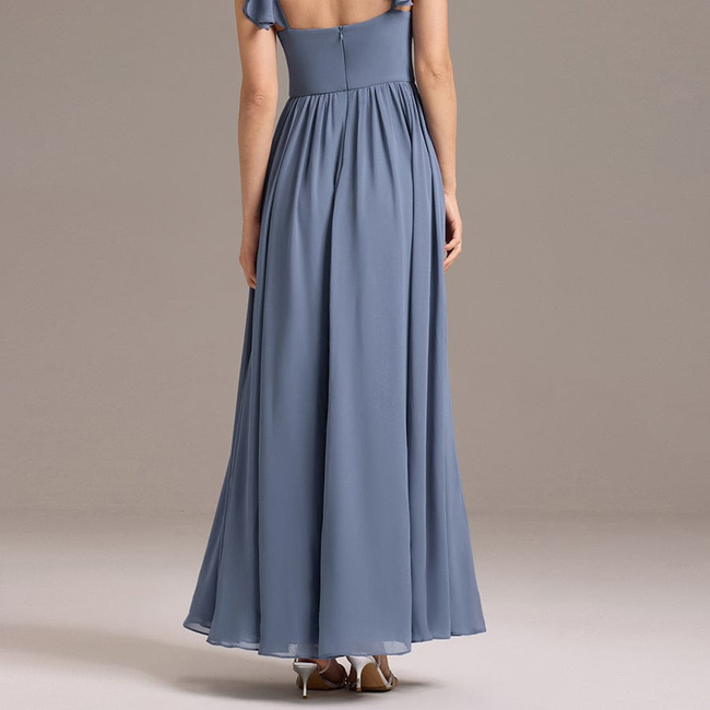 ever CLARKE|Chiffon A-Line Ruffles Cap Sleeve Bridesmaid Dress with Side Slit-gallery-33288277753930