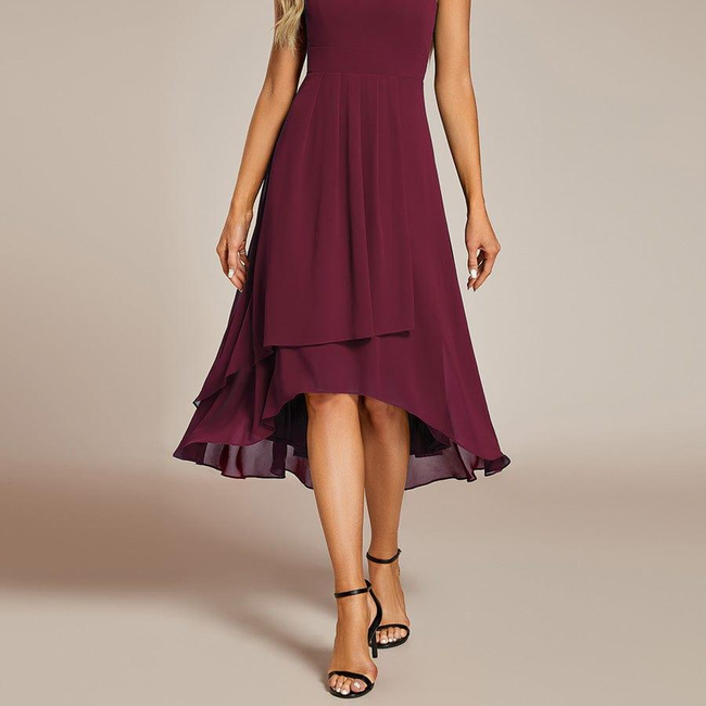 ever POSIE|Midi Halter Neck Chiffon Wedding Guest Dress with Sleeveless and A-Line-gallery-31125118812234