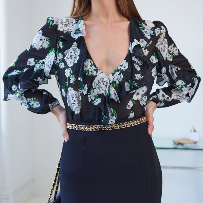 Nikali Floral Wrap Bodysuit-gallery-44954339049722