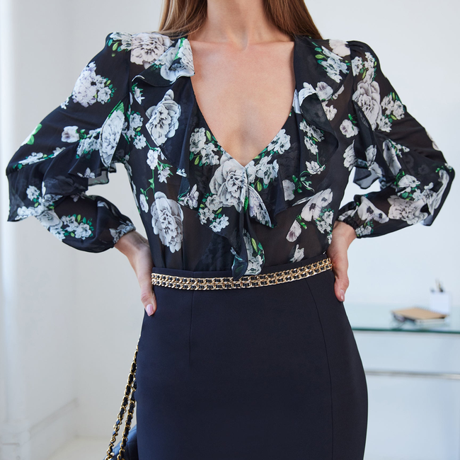 Nikali Floral Wrap Bodysuit-gallery-44954339049722