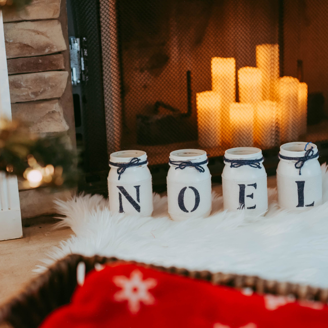 Rustic Christmas Mantel Decor in White and Blue NOEL - Two Sided-gallery-4327986626595