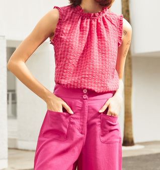Raspberry Ruffle Blouse