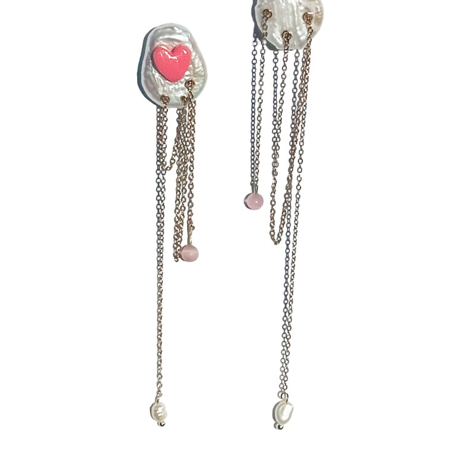 Handcrafted Pearl Chain Studs-gallery-48011439636632