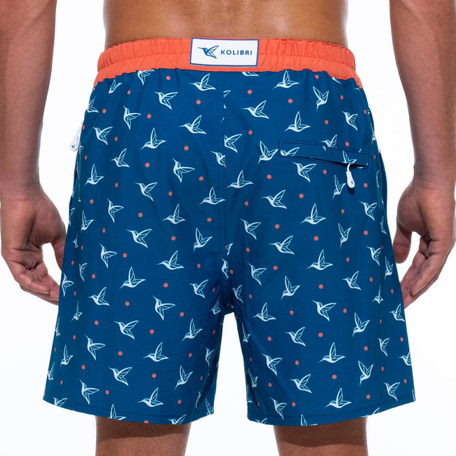 Mens Luxury Swim Trunks | Kolibri Monogram in Deep Ocean-gallery-37537950367901