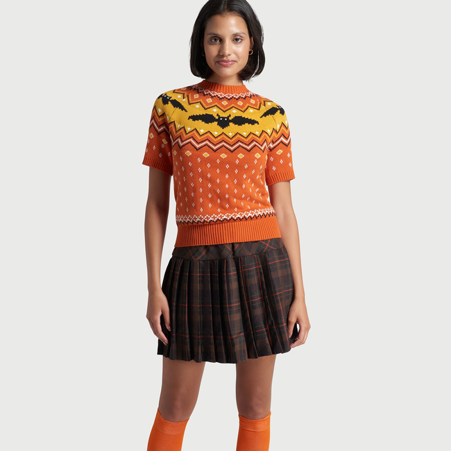 It Be Like 'Bat' Fair Isle Short Sleeve Sweater-gallery-37010555568299