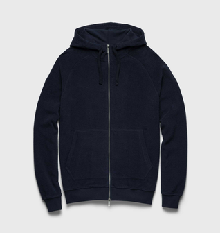 Danny Full-Zip Fuzzy Fleece Hoodie - Navy Blazer