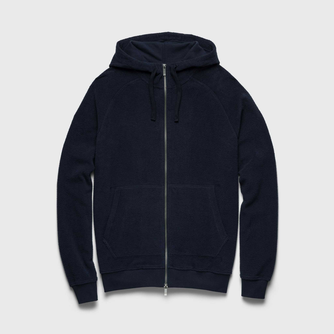 Danny Full-Zip Fuzzy Fleece Hoodie - Navy Blazer