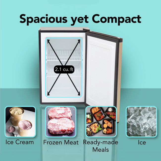 Whynter 2.1 cu ft Upright Freezer with Lock in Rose Gold,  Energy Star Rated CUF‑210SSG-gallery-47034127384824