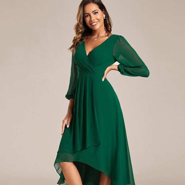 ever BRIAR|3/4 Sleeves Asymmetrical Hem A-Line Midi Wedding Guest Dress-gallery-31043971252298