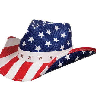 Deadwood Trading United - American Flag Shapeable Straw Cowboy Hat