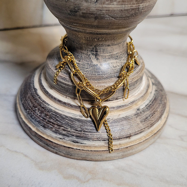 Amour Double Chain Gold Bracelet-gallery-42474071064826