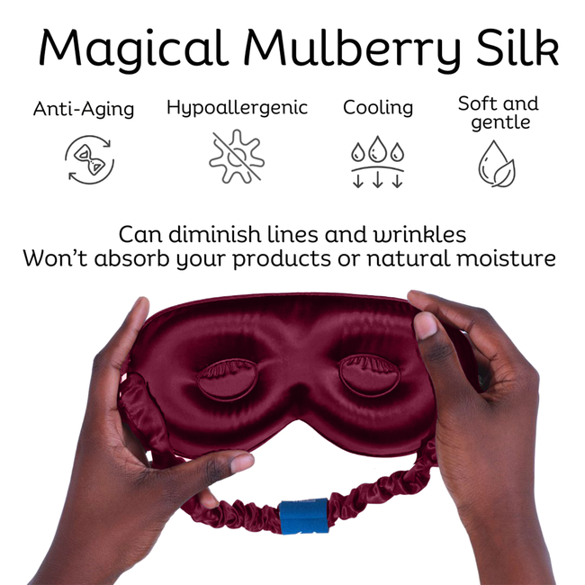 Sia Silk® Sleep Mask with extra deep eye cups for long lashes - Merlot-gallery-41923507388673