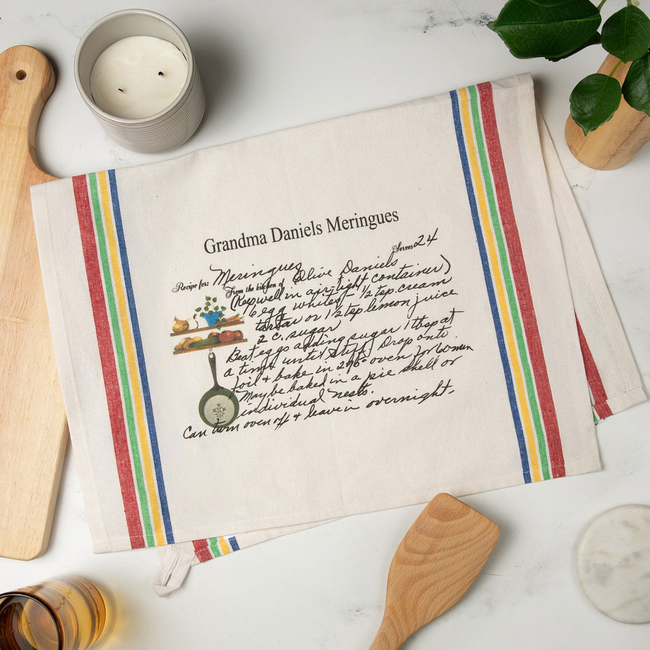 Multi Color Striped Custom Family Recipe Kitchen Towel-gallery-43684962074847