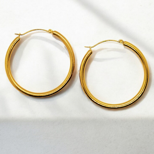 Elaine Gold Hoop Earrings-gallery-42474125394170