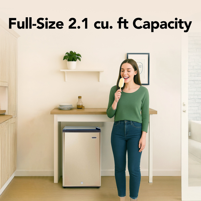 Whynter 2.1 cu ft Upright Freezer with Lock in Rose Gold,  Energy Star Rated CUF‑210SSG-gallery-47034127679736