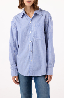 Ruth Oversized Shirt <br> Blue Multi Stripe