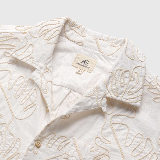 Mariner Leaf Camp Collar Shirt - White-gallery-47041088160002