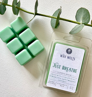 Just Breathe Scented Wax Melts Clamshell | Eucalyptus + Lemon + Sea Salt + Marin + Spearmint + Junip