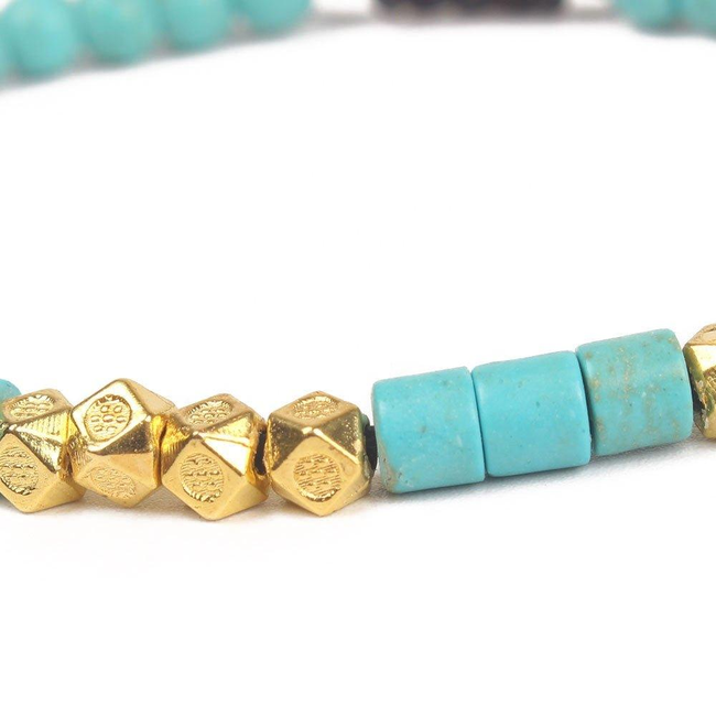 Friendship Bracelet Handwoven with Turquoise Beads-gallery-30351614607418