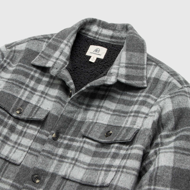 Skip Sherpa Shirt Jacket - Grey Combo-gallery-44084823949570
