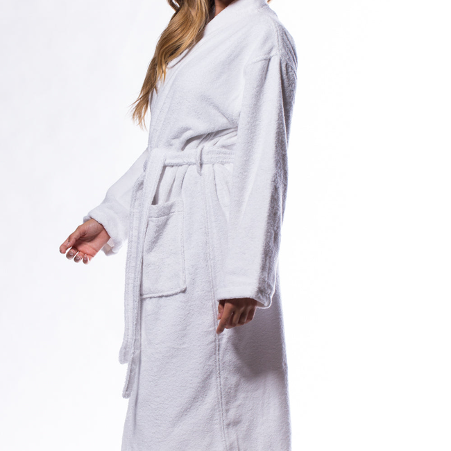 100% Turkish Cotton White Terry Kimono Bathrobe-gallery-46194265456899