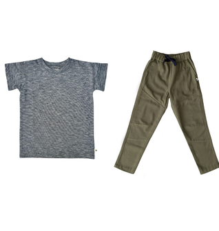 Brooklyn T-Shirt in Navy & Ash Pant in Olive Set