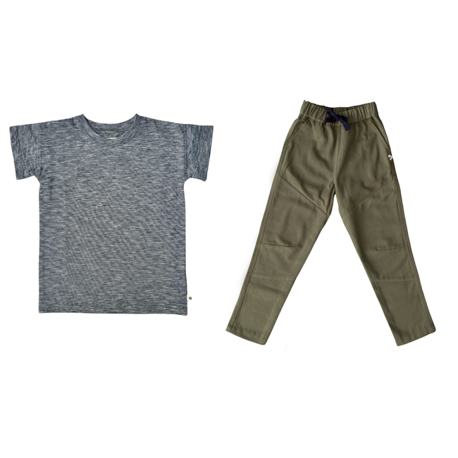 Brooklyn T-Shirt in Navy & Ash Pant in Olive Set-gallery-49262533345579