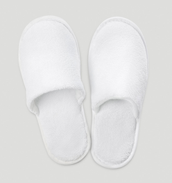 White Closed Toe Adult Velour Slippers - 6 pack