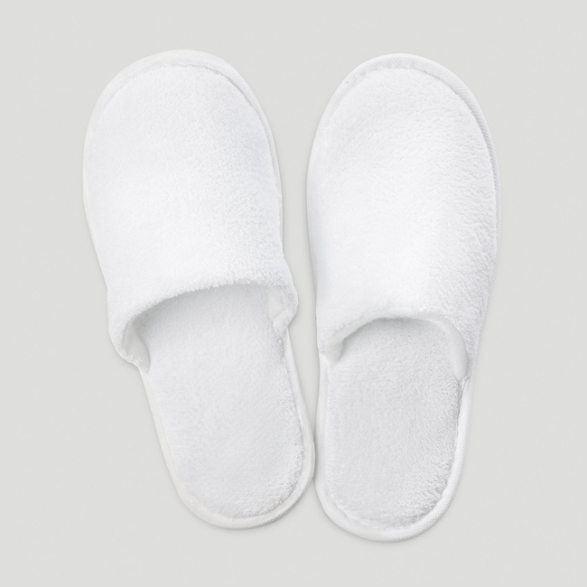 White Closed Toe Adult Velour Slippers - 6 pack-gallery-46194261459203