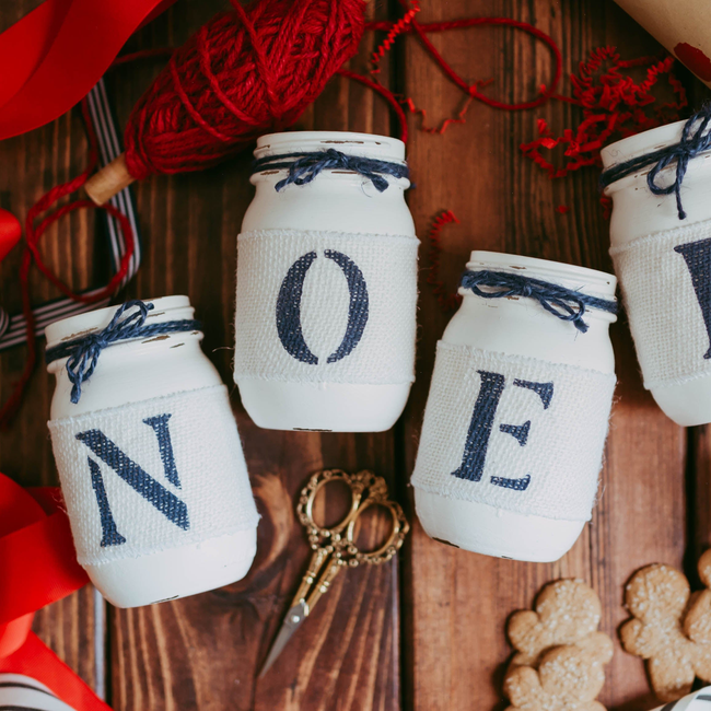 Rustic Christmas Mantel Decor in White and Blue NOEL - Two Sided-gallery-4327987904547