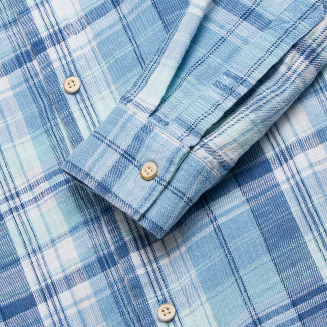 Brian Twill Plaid Shirt - Aqua Blue Combo-gallery-42414180368642