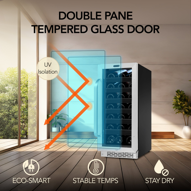 Whynter BWR‑308SB 15″ Built‑In/Undercounter 33‑Bottle Wine Refrigerator – Stainless Steel Trim, Digi-gallery-47956669333752
