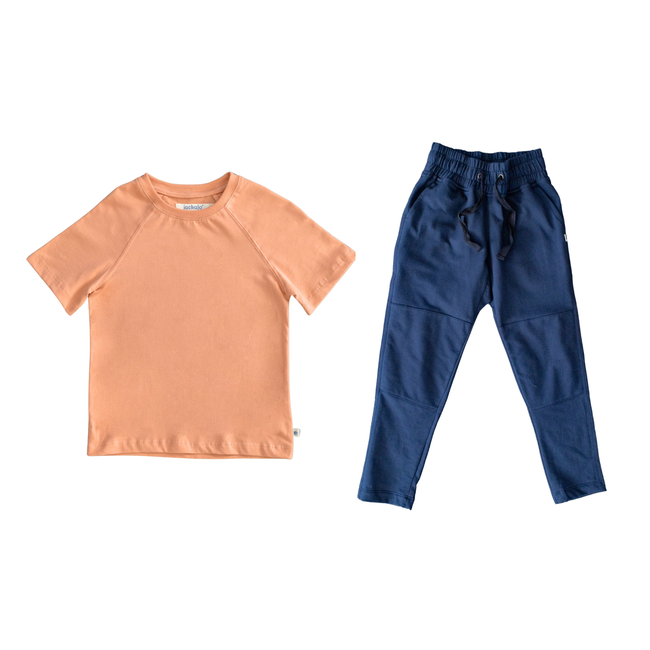 Frankie T-shirt & Kai Pant Set in Sherbet & Navy-gallery-49262594031915