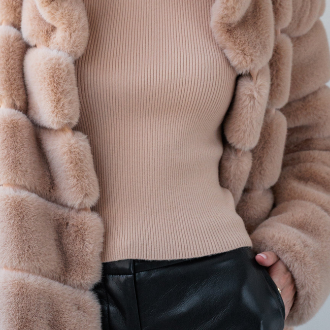 Leiber Rib Sweater With Poplin Cuff-gallery-44657114251514