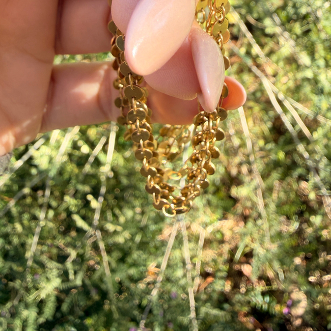 Vintage yellow 18K UnoAerre multi strand mariner link bracelet with slide clasp, 7.5 inch-gallery-56605143466299