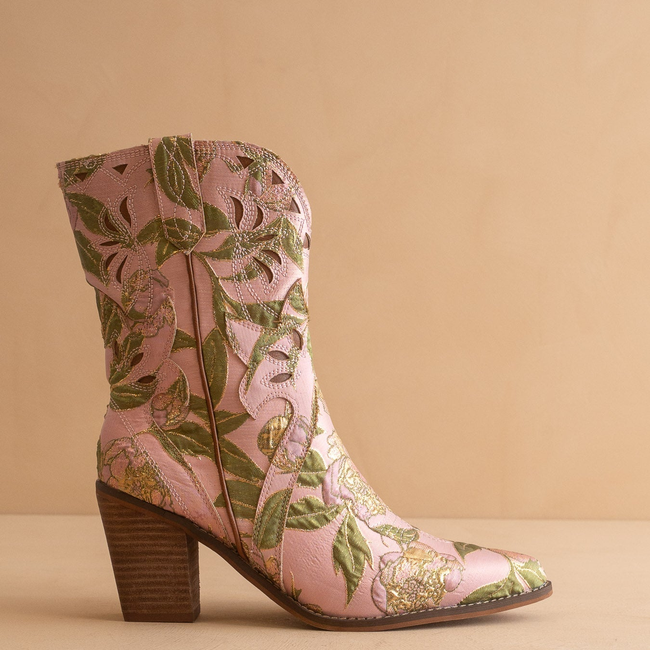 The Sorrel | Rose Garden Floral Western Bootie-gallery-42229788508337