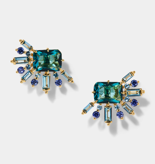 STELLAR HALO MULTI STONE STUD EARRINGS
