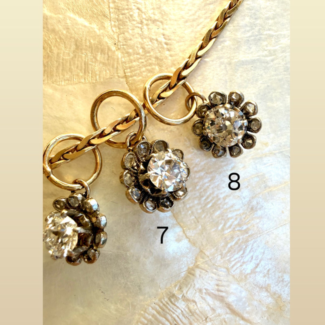 Antique 18K gold diamond flower charms-gallery-57278888902971